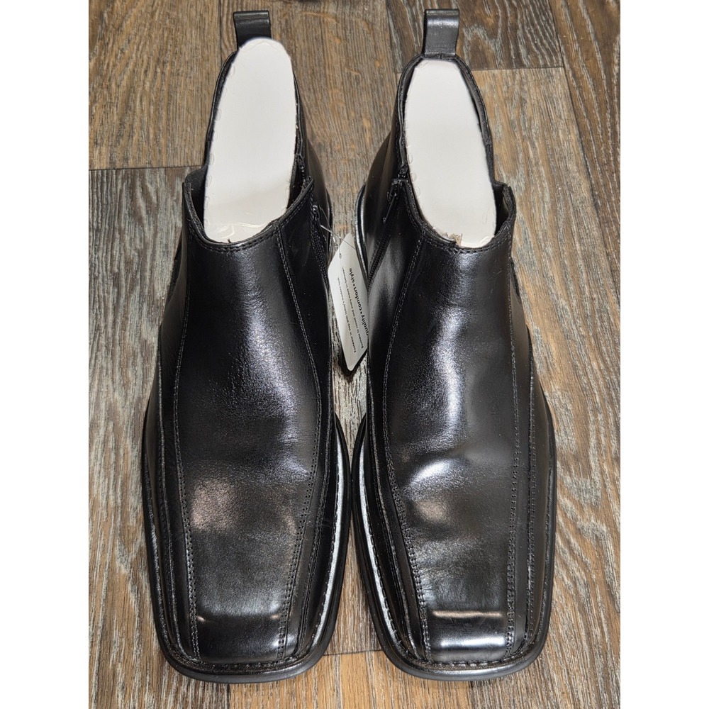 Axcess Villager Mens Size 11 Med Black Square Toe Side Zip Ankle Dress Boots